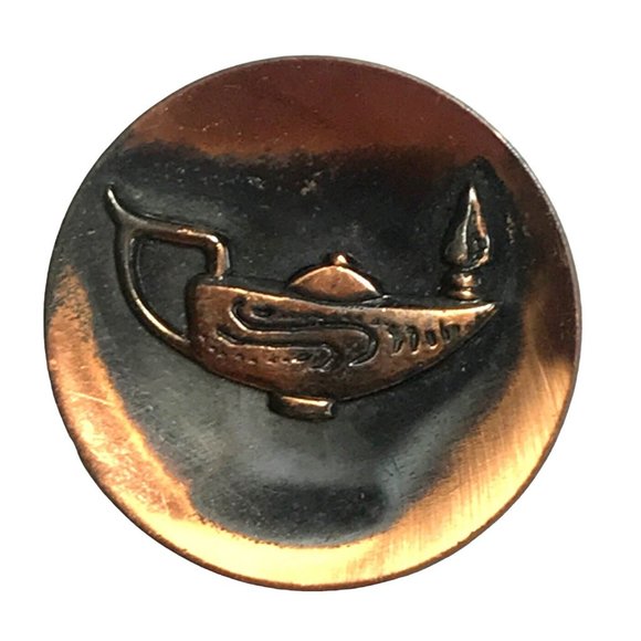 Vintage Copper Aladdins Lamp Brooch Midcentury Modern Modernist MCM Unique - Picture 1 of 3